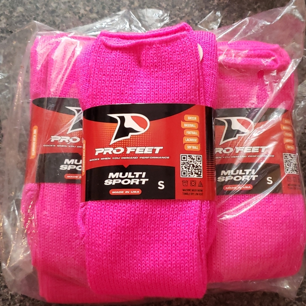 Hot Pink Athletic Long Socks - Boys